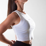 Débardeur crop & côtelé | ALL-IN | White