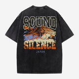 T-Shirt Unisexe Oversize brodé Black Washed "Fuji" | Sound Of Silence | DROMFIT