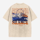 T-Shirt Unisexe Oversize brodé Sand Washed "Fuji" | Sound Of Silence | DROMFIT