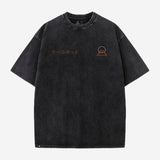 T-Shirt Unisexe Oversize brodé Black Washed "Fuji" | Sound Of Silence | DROMFIT