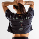 T-Shirt Heavy crop top | Route 66 | Black Stone