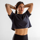T-Shirt Heavy crop top | Route 66 | Black Stone