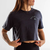 T-Shirt Heavy crop top | Route 66 | Black Stone