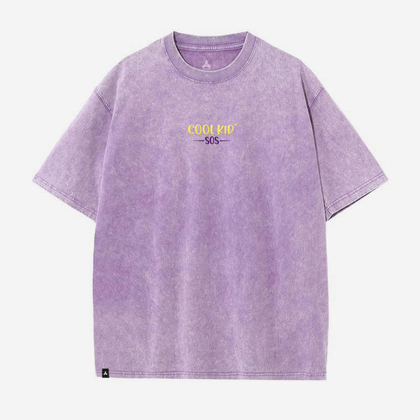 T-Shirt Oversize Purple acid washed brodé | Sound Of Silence | DROMFIT