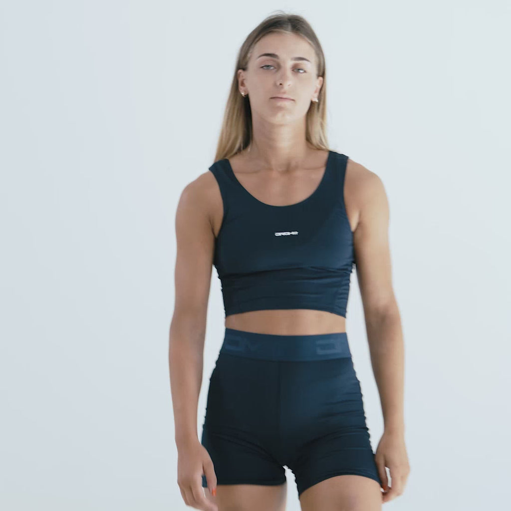 Débardeur de Sport pour Femme Essentials Navy DROMFIT Marque de vêtements de Sport Made in Montpellier Vidéo